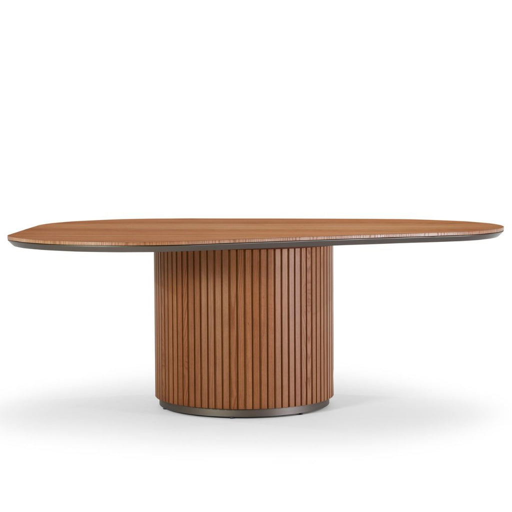 Mesa de Jantar Bell Orgânica em lâmina de madeira natural com detalhe em laca