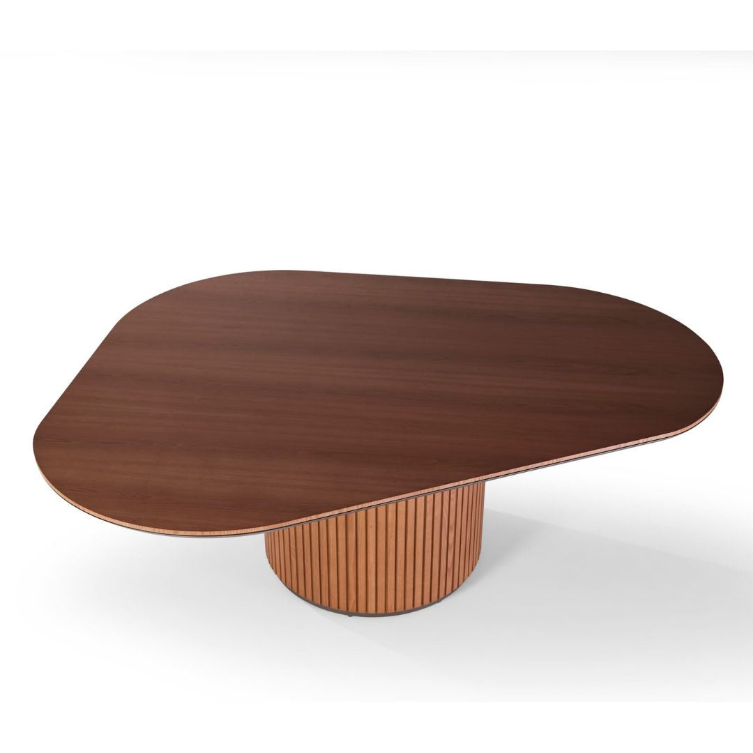 Mesa de Jantar Bell Orgânica em lâmina de madeira natural com detalhe em laca