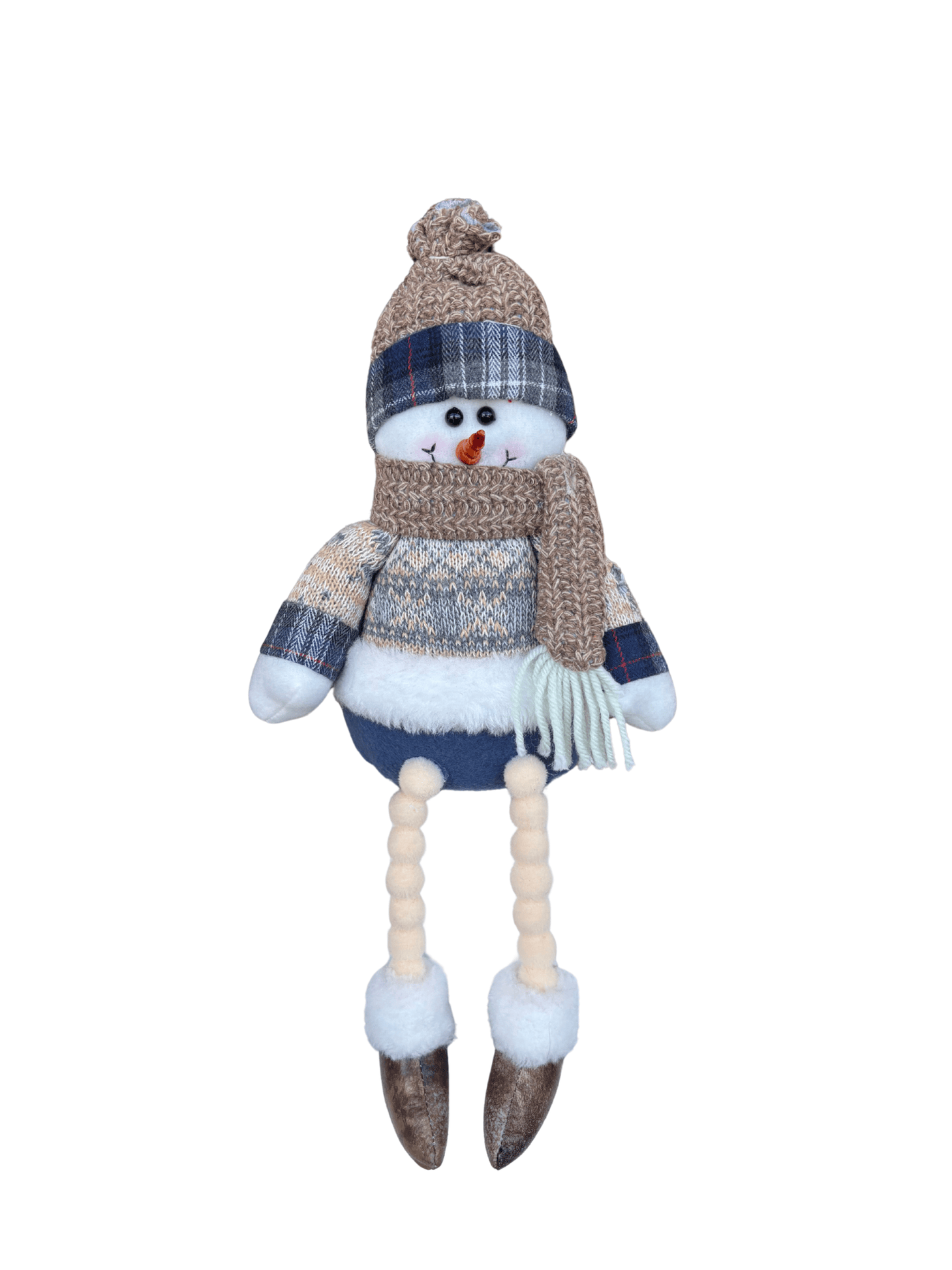 Boneco de Neve Sentado Pendente Natal 38cm Azul