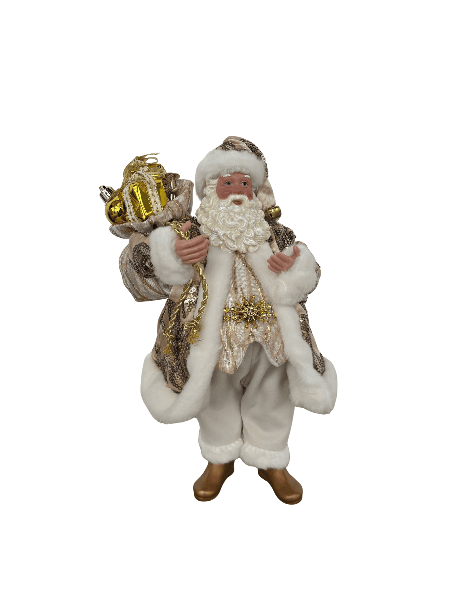 Boneco Papai Noel em Resina 28cm Champagne