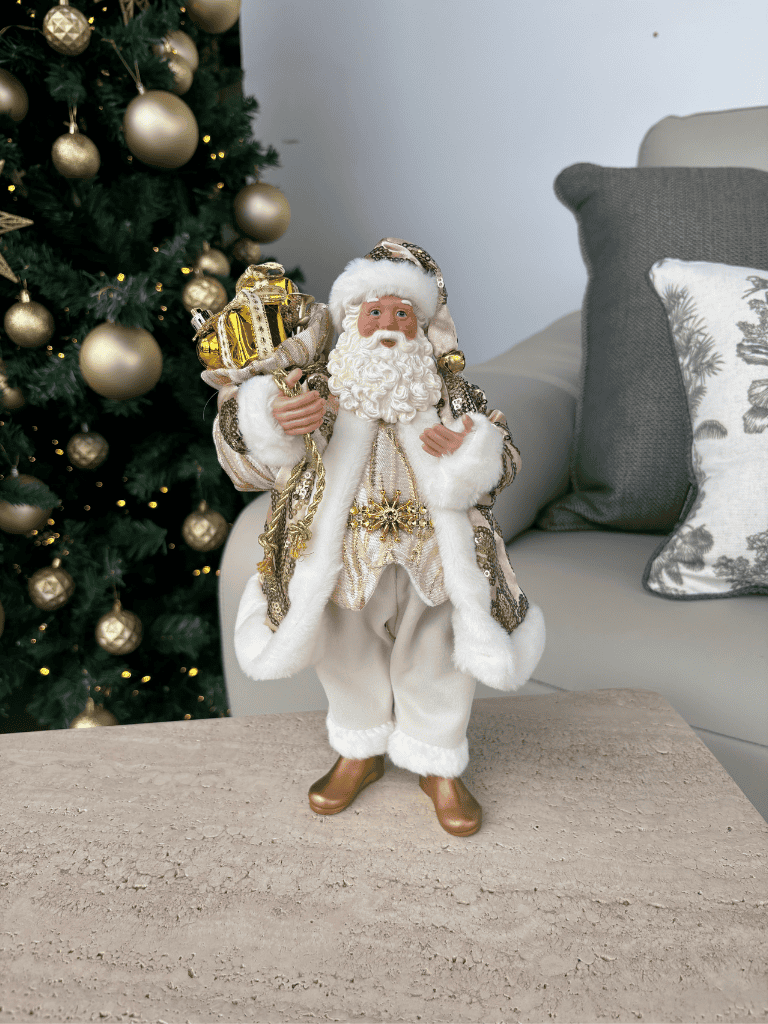 Boneco Papai Noel em Resina 28cm Champagne