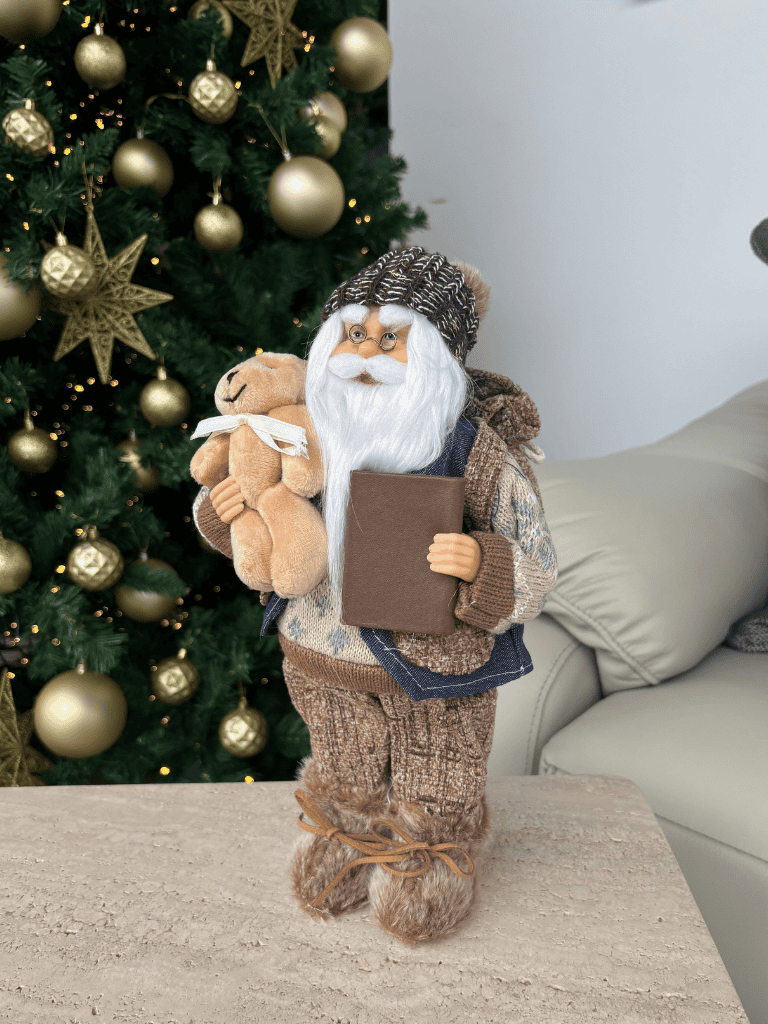 Boneco Papai Noel em Pé Natal 30cm Azul
