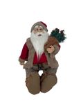 Boneco Papai Noel Sentado Natal 30cm Marrom e Vermelho