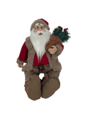 Boneco Papai Noel Sentado Natal 60cm Marrom e Vermelho