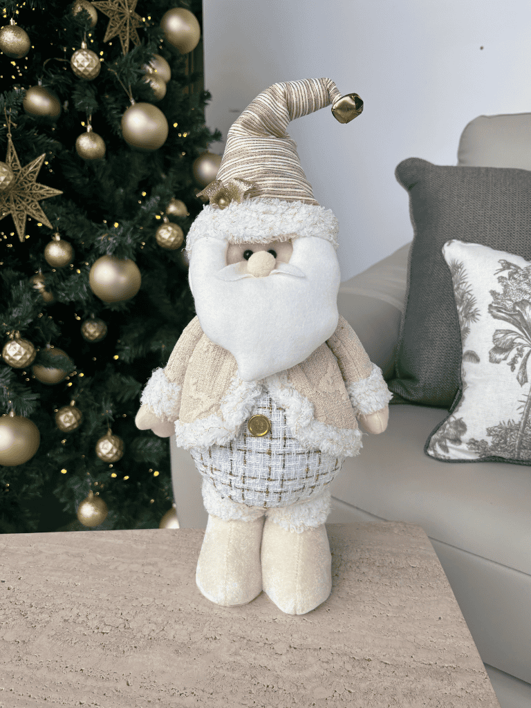 Boneco Papai Noel em Pé Natal 32cm Champagne