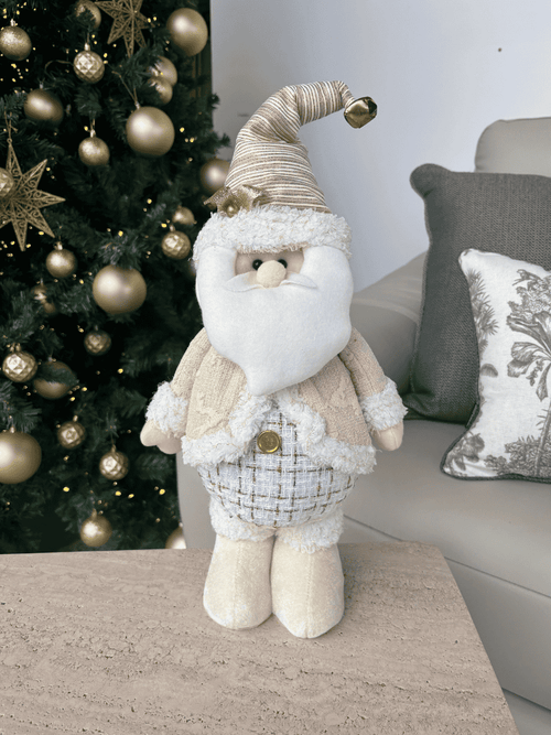 Boneco Papai Noel em Pé Natal 32cm Champagne