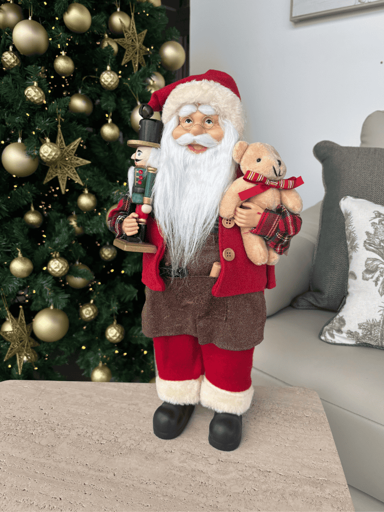 Boneco Papai Noel Carpinteiro Natal 45cm Marrom e Vermelho