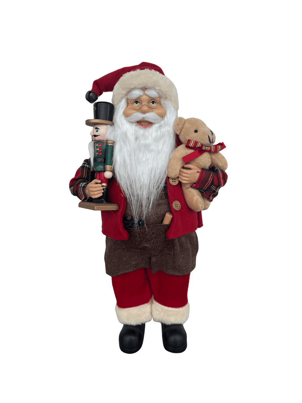 Boneco Papai Noel Carpinteiro Natal 45cm Marrom e Vermelho