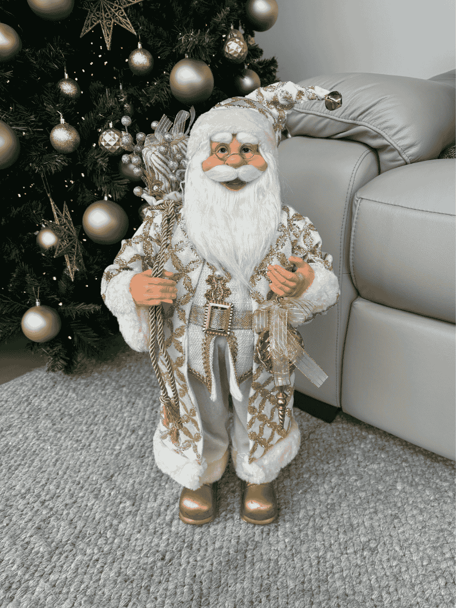 Boneco Papai Noel em Pé Natal 60cm Dourado