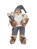 Boneco Papai Noel Sentado Ursinho Natal 40cm Cinza