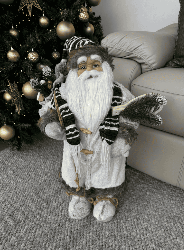 Boneco Papai Noel em Pé Natal 60cm Cinza