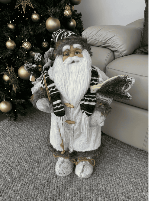 Boneco Papai Noel em Pé Natal 60cm Cinza