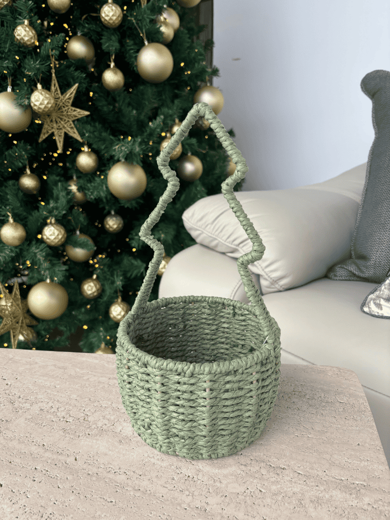 Cesta em Palha Natal 31cm Verde
