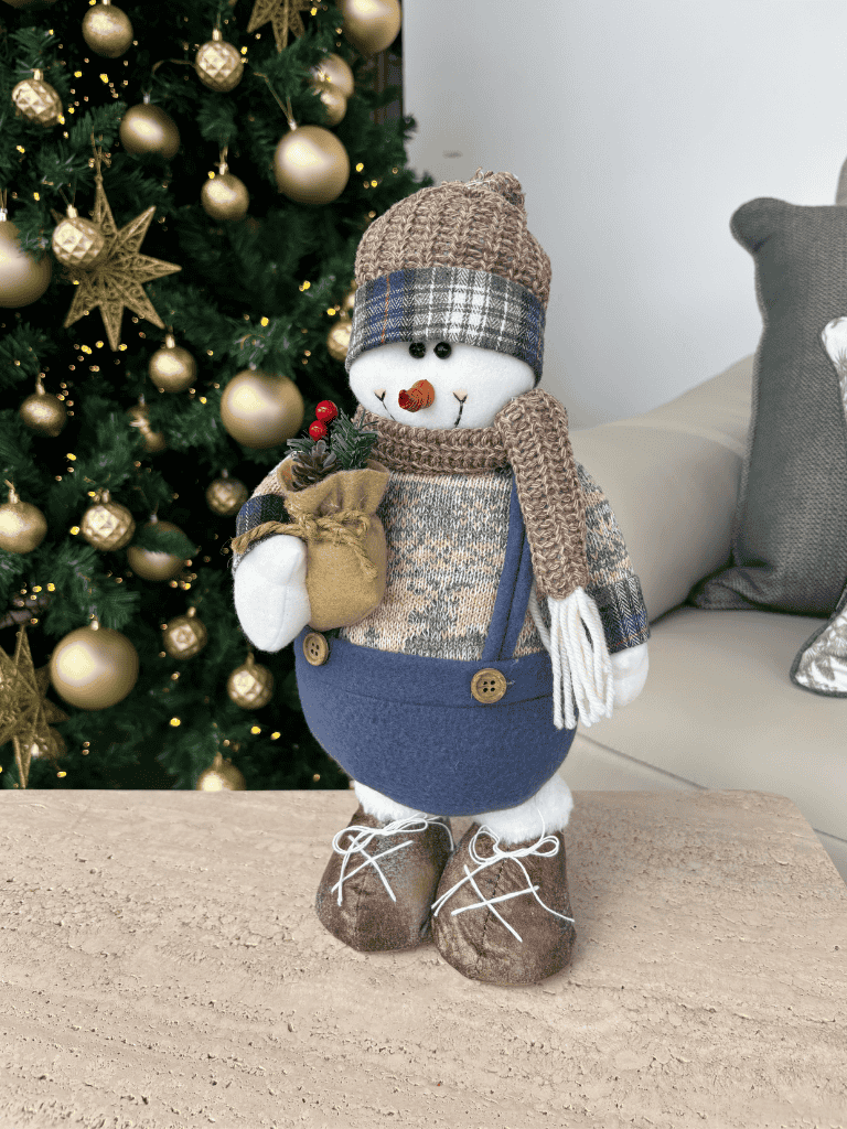 Boneco de Neve em Pé Natal 37cm Azul
