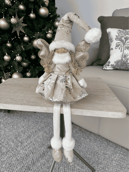 Boneco Fada com Led Natal 60cm Dourado