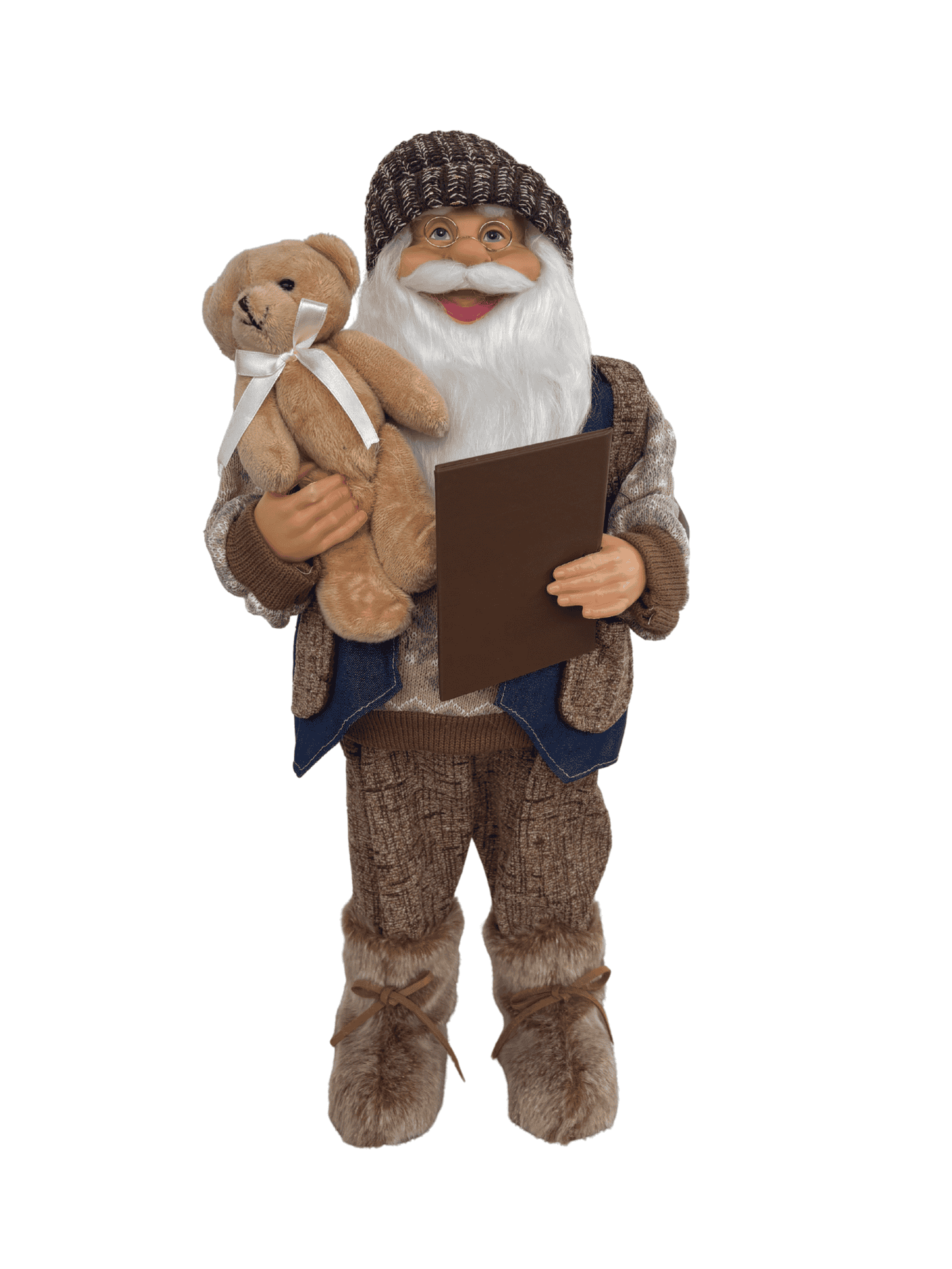 Boneco Papai Noel em Pé Natal 60cm Azul e Bege