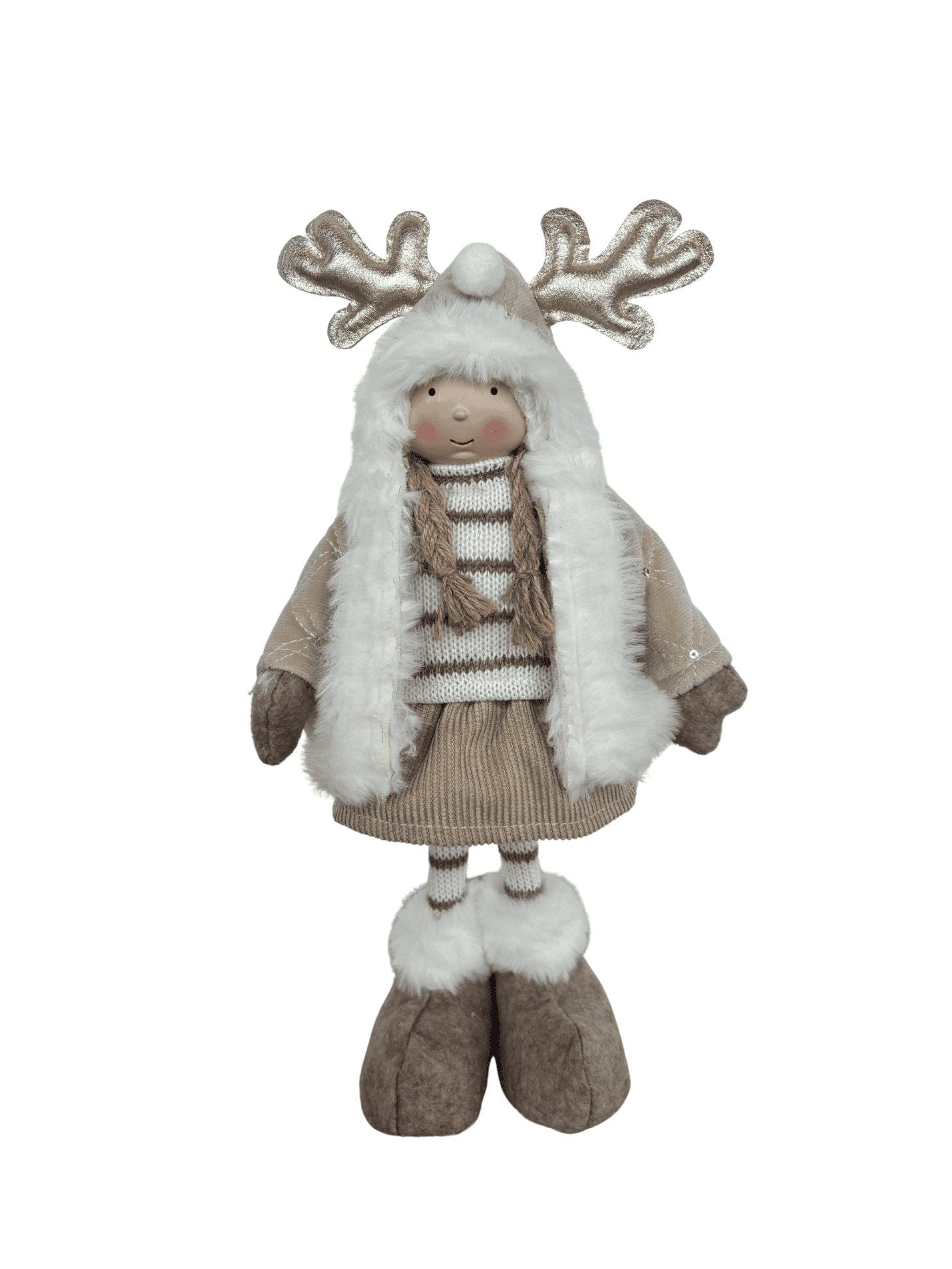 Boneco Menina Natal 34cm Bege