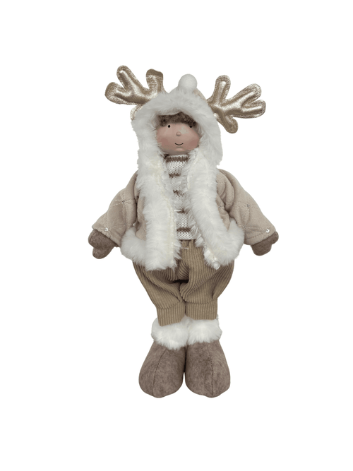 Boneco Menino Natal 34cm Bege - Zimmdesign Móveis e Decorações