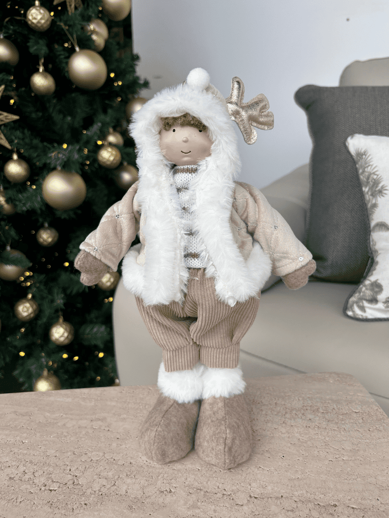 Boneco Menino Natal 34cm Bege
