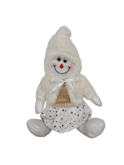 Boneco de Neve Sentado Natal 26cm Champagne - Zimmdesign Móveis e Decorações