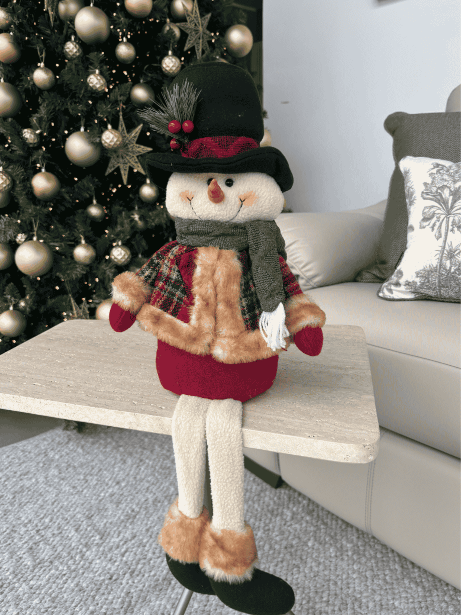 Boneco de Neve Sentado Natal 60cm Vermelho
