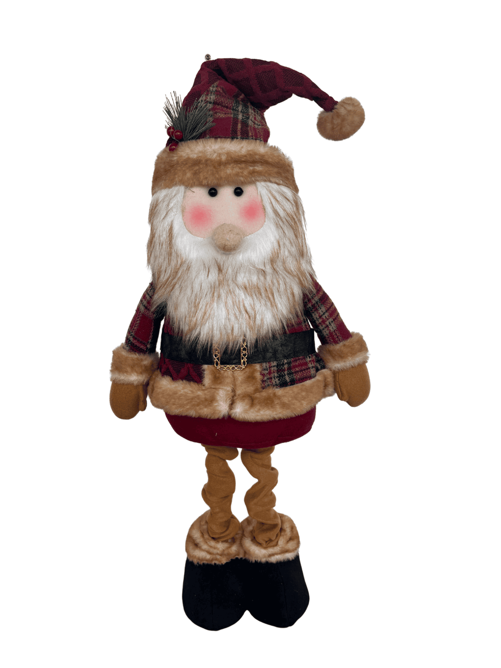 Boneco Papai Noel em Pé Natal 72cm Xadrez Vermelho