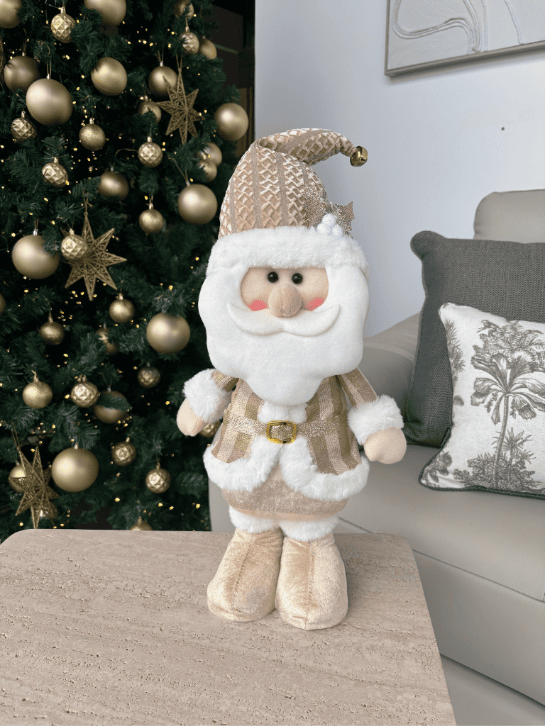 Boneco Papai Noel em Pé Natal 51cm Dourado