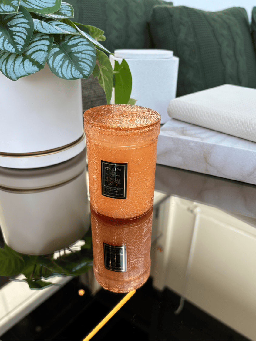 Mini Vela Voluspa Vidro 50H Spiced Pumpkin Latte