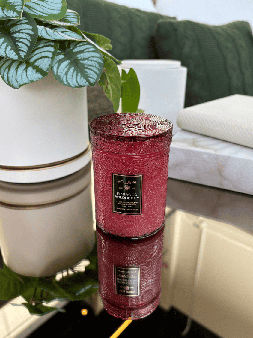Mini Vela Voluspa Vidro 50H Foraged Wildberry