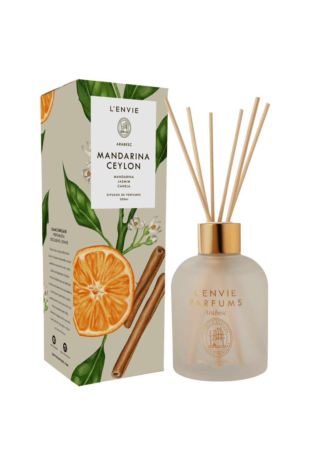Difusor de Perfume Lenvie Arabesc Mandarina Ceylon 200ml