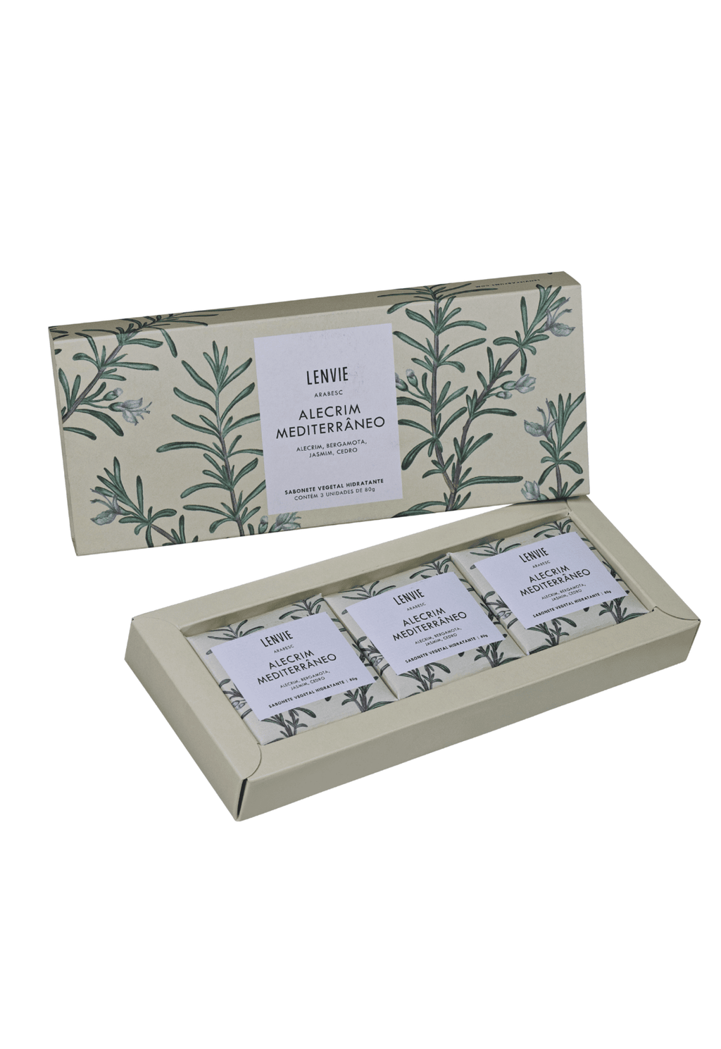 Kit Sabonetes em Barra Lenvie Alecrim Mediterrâneo 80g