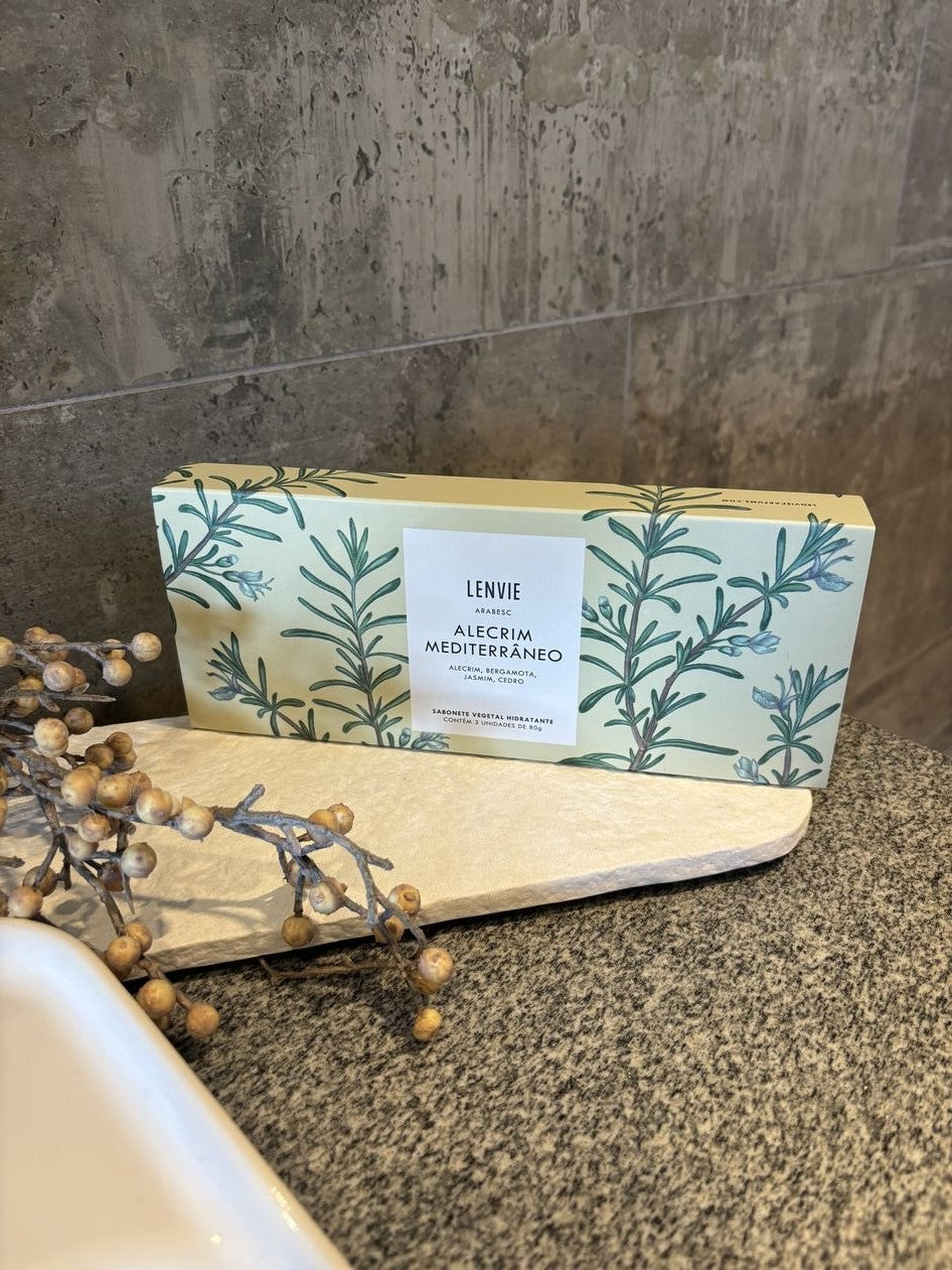 Kit Sabonetes em Barra Lenvie Alecrim Mediterrâneo 80g