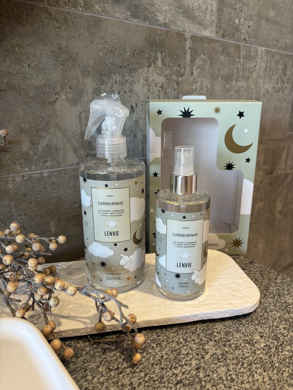 Kit Água Perfumada e Home Spray Lenvie Mamy Carneirinho