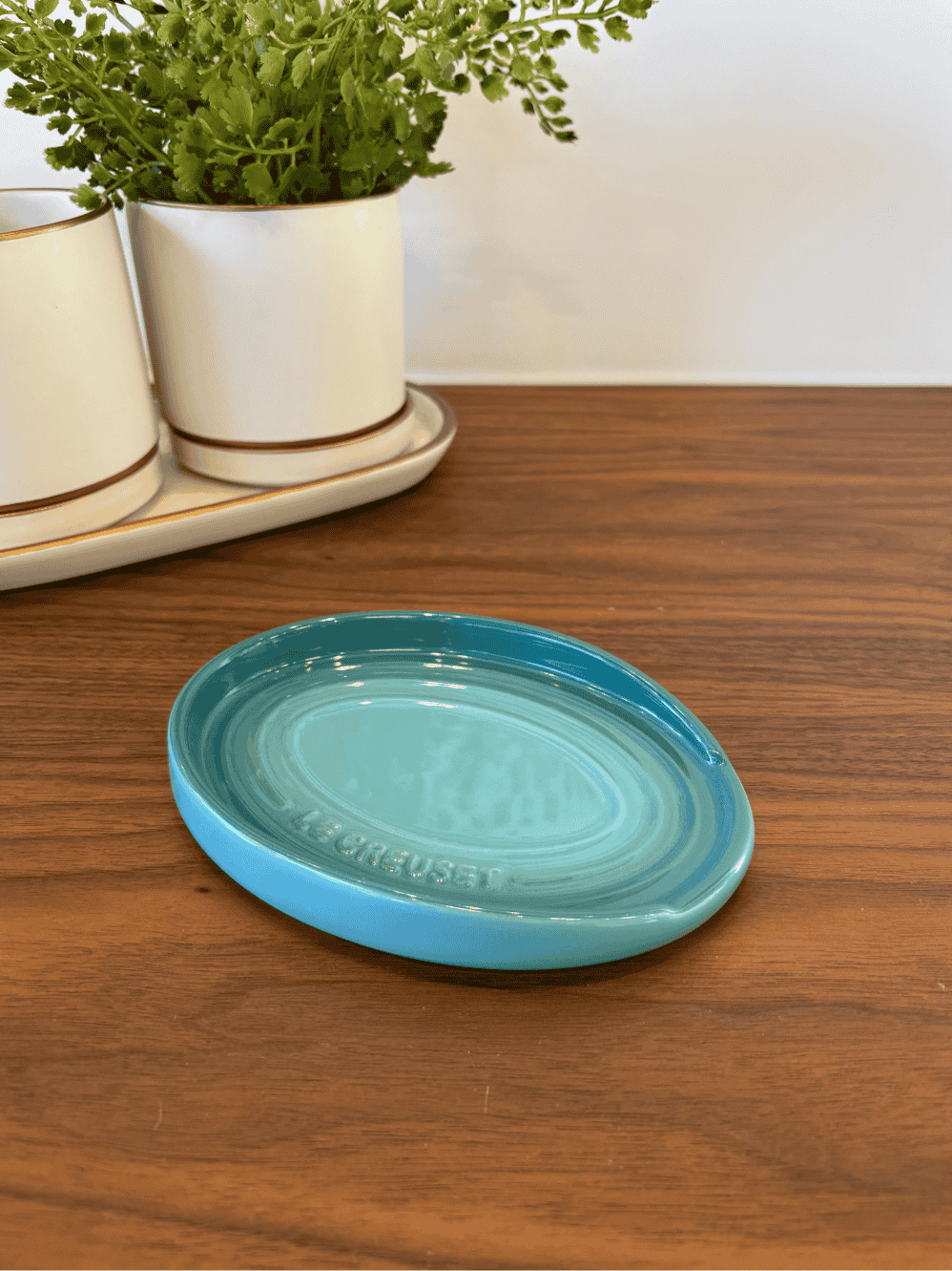 Descanso Oval para Colher Le Creuset 16cm Azul Caribe