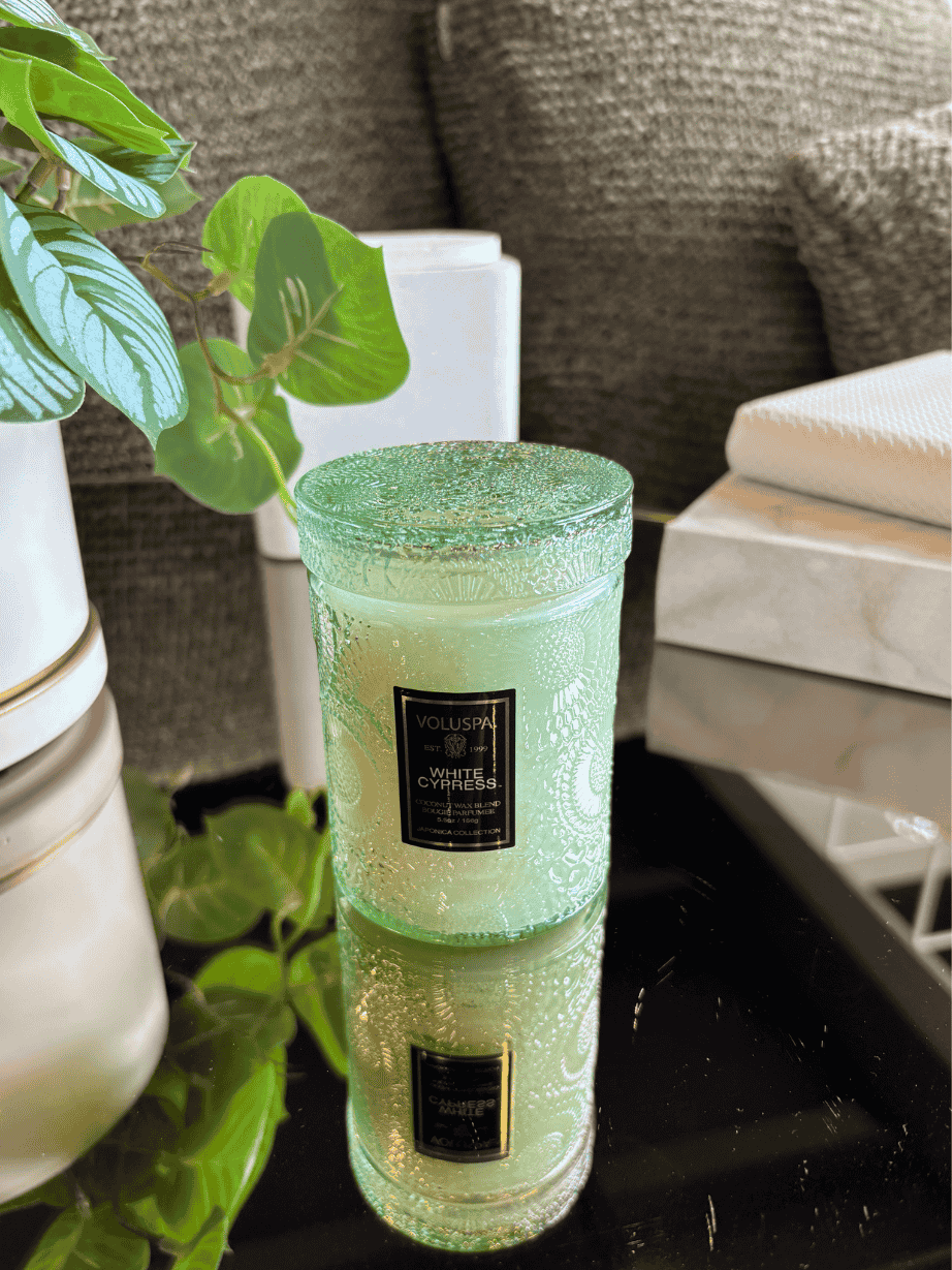 Mini Vela Voluspa Vidro 50H White Cypress