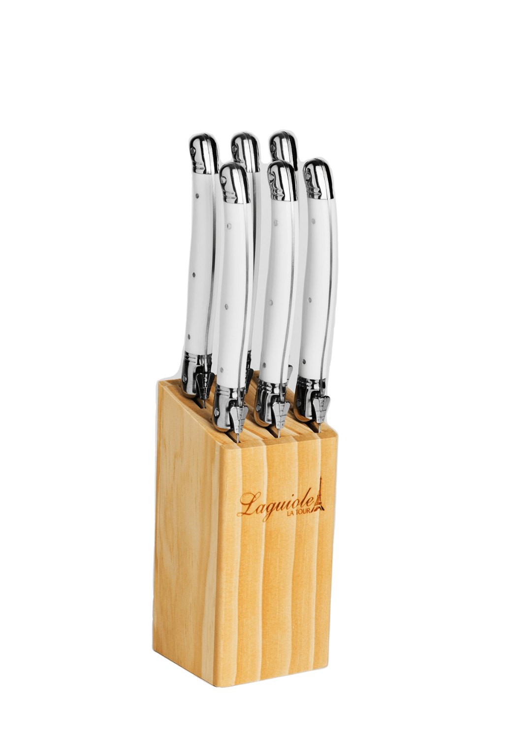 Conjunto 6 Facas com Suporte Laguiole La Tour Branco