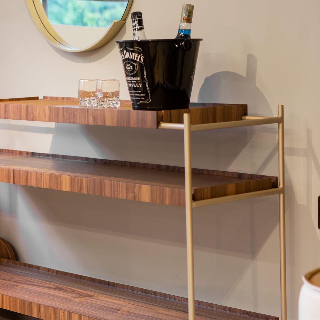 Aparador Carrinho Bar Calumma - Nogueira